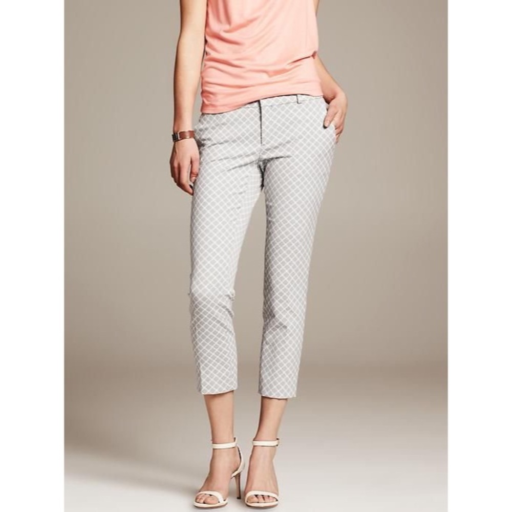 Banana Republic Gray White Hampton Ankle Pants 6